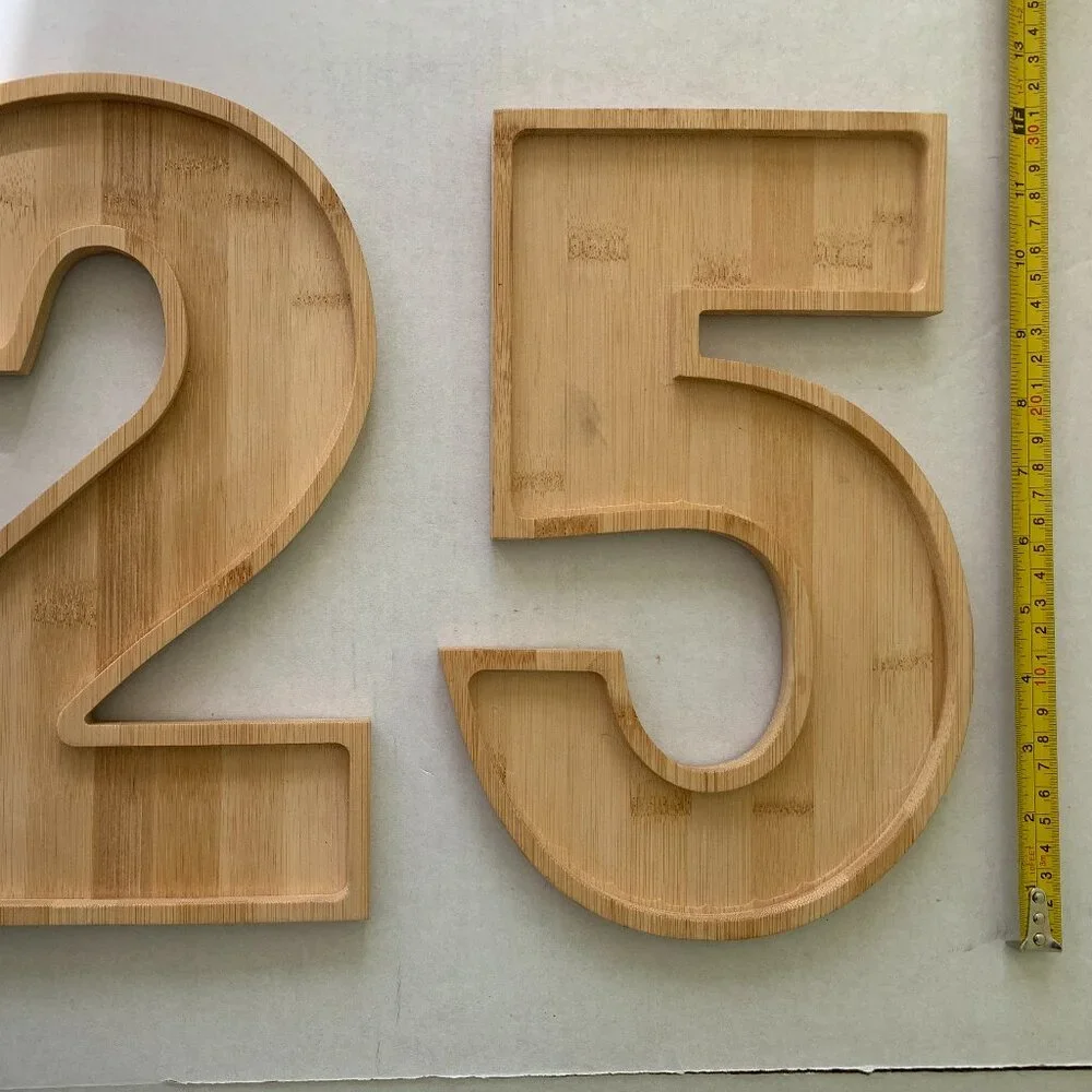 Wooden Bamboo Number 25 Charcuterie Boards Serving Trays Snack Platters 12